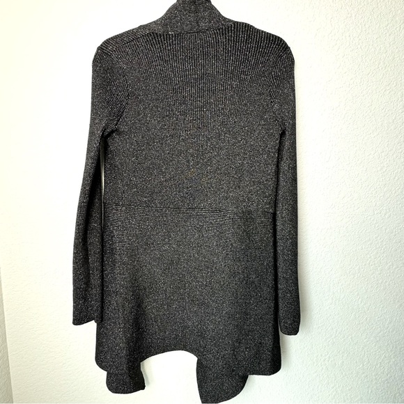 Tahari Women’s Black Metallic Open Front Long Sleeve Shawl Cardigan, Size M - Picture 2 of 11